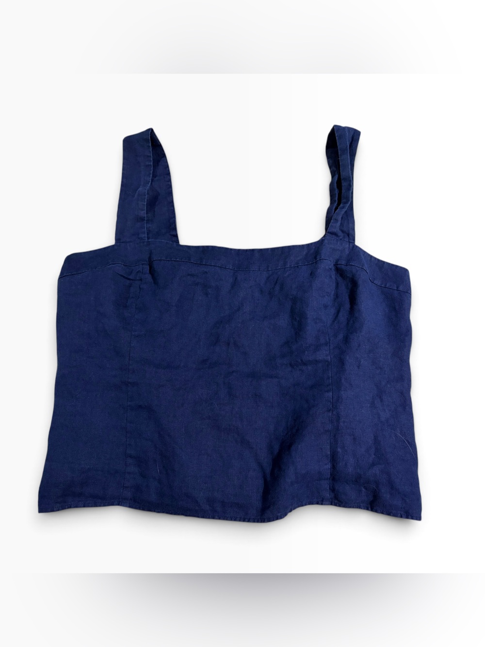Quince Navy Blue Smocked Linen Tank Top XL
